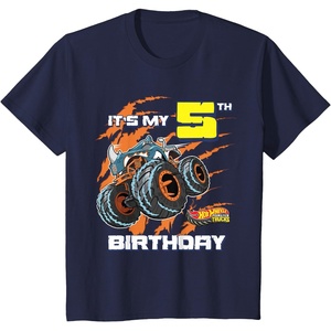 image:imageKids Hot Wheels Monster Trucks  Its My 5th Birthday TShirtNavy Blue