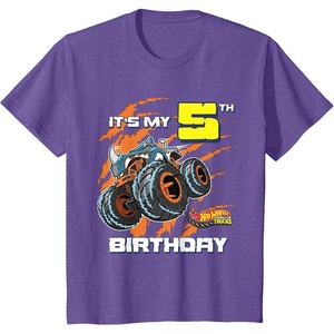 image:imageKids Hot Wheels Monster Trucks  Its My 5th Birthday TShirtPurple Heather