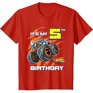 image:imageKids Hot Wheels Monster Trucks  Its My 5th Birthday TShirtRed