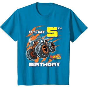 image:imageKids Hot Wheels Monster Trucks  Its My 5th Birthday TShirtSapphire Blue