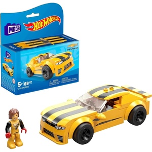 image:imageMEGA Hot Wheels Race Car Building Toys Set 17 Camaro with 89 Pieces 1 Micro Action Figure Driver Yellow Kids Ages 5 Years17 Camaro