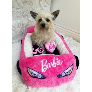 image:imageMegatoys Hot Wheels Plush Car Pet Bed  Themed Blue Car Design for Dogs and Cats with Toy Steering Wheel and TireBarbie