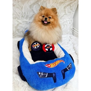 image:imageMegatoys Hot Wheels Plush Car Pet Bed  Themed Blue Car Design for Dogs and Cats with Toy Steering Wheel and TireHot Wheels