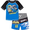image:imageHot Wheels Boys 2Piece Swimwear Rash Guard and Swim Trunks Set Toddler to Big KidBlue  Black