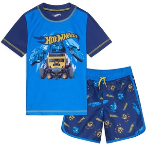 image:imageHot Wheels Boys 2Piece Swimwear Rash Guard and Swim Trunks Set Toddler to Big KidNavy