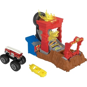 image:imageHot Wheels Monster Trucks Playset amp Toy Truck Arena Smashers 5Alarm Fire Crash Challenge 164 Scale Firetruck amp Crushable Car