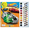image:imageHot Wheels Deluxe Poster Paint amp Color  Coloring Book for kids 80 illustrations 10 watercolor paints 12 crayons 1 paint brush